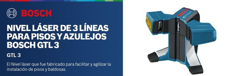 Nivel Láser de 3 Líneas para Pisos y Azulejos Bosch GTL 3