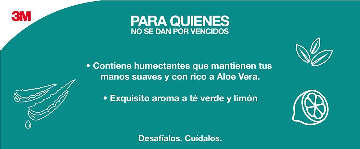 Contiene humectante que mantiene las manos suaves y con rico Aloe Vera