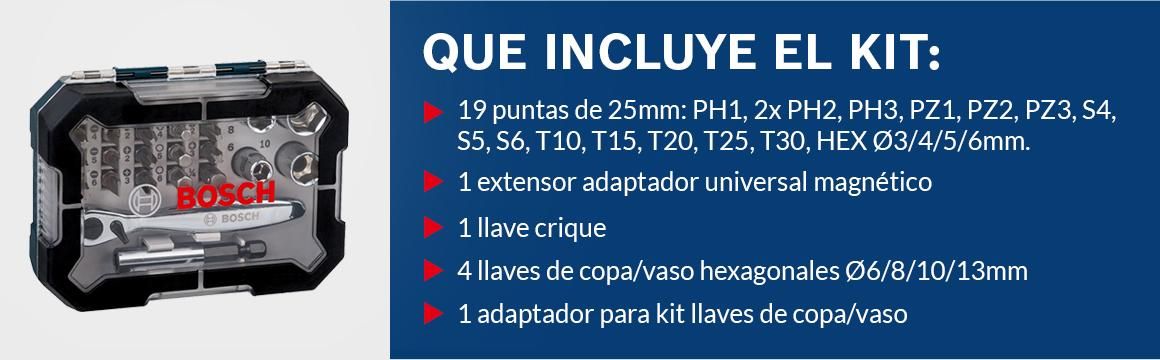 Kit puntas y copas para atornillar con 46 unidades.