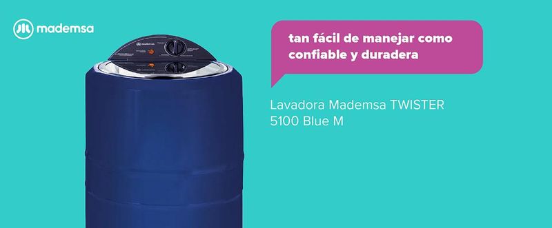 Lavadora Mademsa Semiautomatica Twister 5100 Blue M