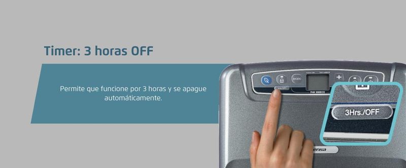 Timer de hasta 3 horas de funcionamiento