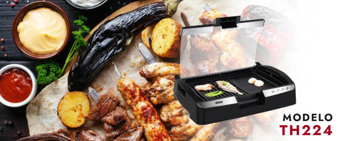 PARRILLA ELÉCTRICA CON VIDRIO TH-224