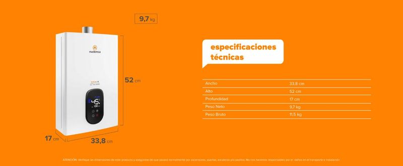 Especificaciones tecnicas