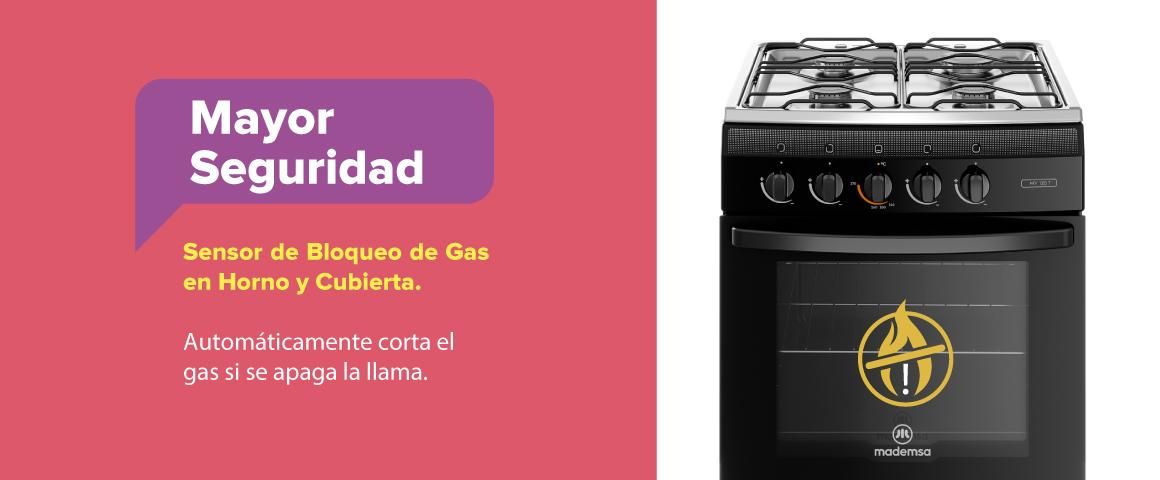 Mayor seguridad. Sensor de bloqueo de gas en horno y cubierta.
