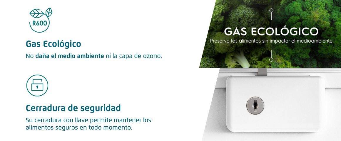 Gas Ecologico. Preserva tus alimentos sin impactar el medioambiente. Y cerradura de seguridad.