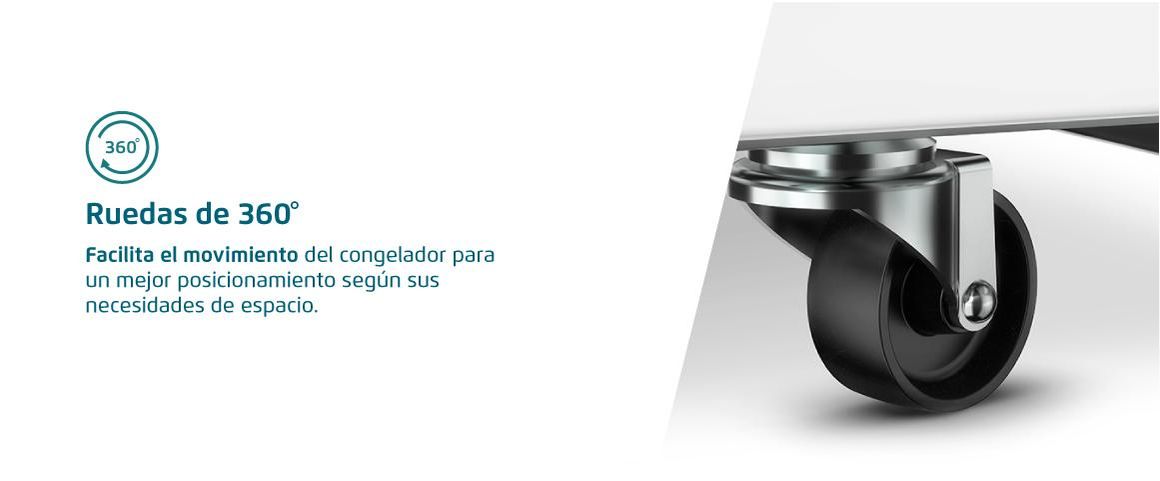 Rueda de 360° para un mayor y mejor desplazamiento.