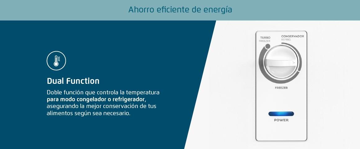 Dual Funtion. Controla la temperatura para modo congelador o refrigerador. 