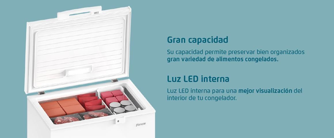 Gran capacidad interior. Y luz LED interna