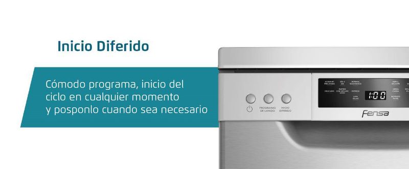 Inicio Diferido. Cómodo programa, inicio del ciclo en cualquier momento y posponlo cuando sea necesario