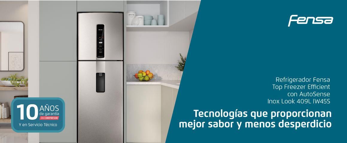 Refrigerador Fensa Top Freezer Efficent con Autosense Inox Look 409L IW445
