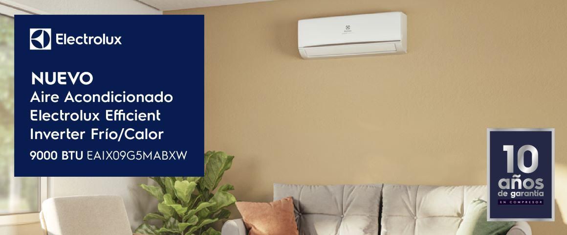 Aire Acondicionado Electrolux Inverter Frío/Calor 9000 BTU EAIX09G5MABXW. 10 años de garantía en compresor