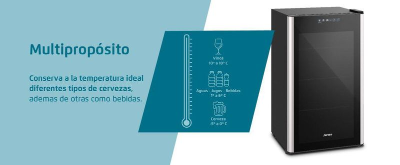 Multipropósito. Conserva a la temperatura ideal diferentes tipos de cervezas además de otras como bebidas.