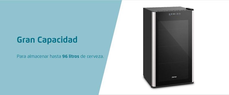 Gran Capacidad . Para almacenar hasta 96 litros de cerveza.