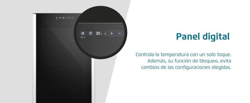 Panel Digital. Controla la temperatura con un solo toque. Además, su función de bloqueo, evita cmabios de las configuraciones elegidas. 
