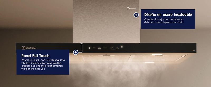Diseño en Acero Inoxidable, Panel Full Touch.