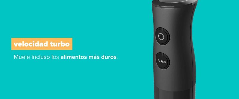 Velocidad turbo. Muele incluso los alimentos más duros.