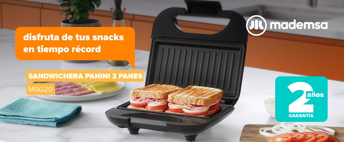 Sandwichera Panini 2 Panes MSG20. Disfruta de tus snacks en tiempo récord.