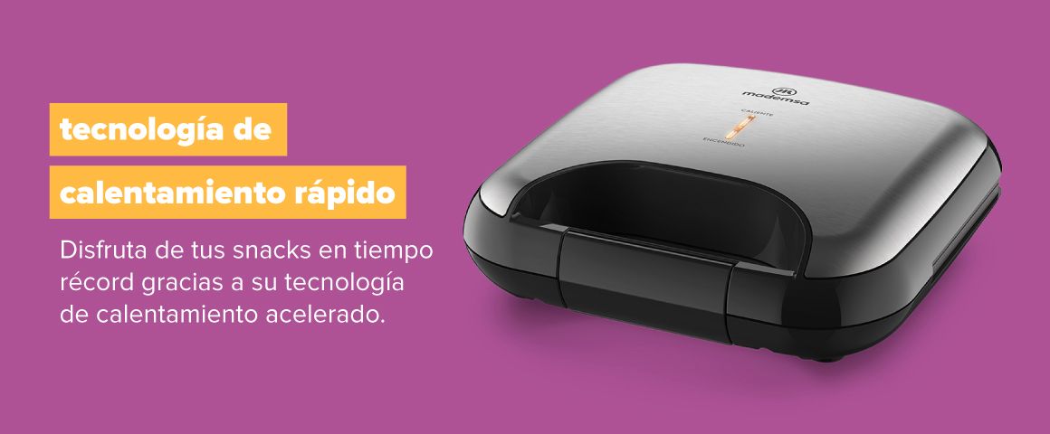 tecnología de calentamiento rápido. Disfruta de tus snacks en tiempo récord gracias a su tecnología de calentamiento acelerado.