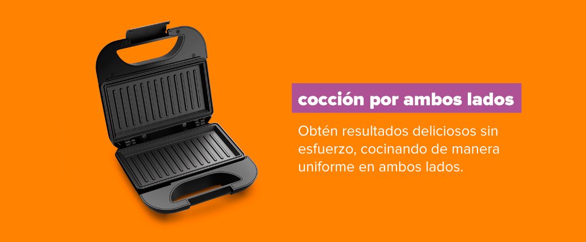 cocción por ambos lados. Obtén resultados deliciosos sin esfuerzo, cocinando de manera uniforme en ambos lados.