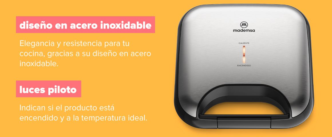 Características:Diseño en acero inoxidable: Elegancia y resistencia para tu cocina, gracias a su diseño en acero inoxidable. Luces piloto: Indican si el producto está encendido y a la temperatura ideal.