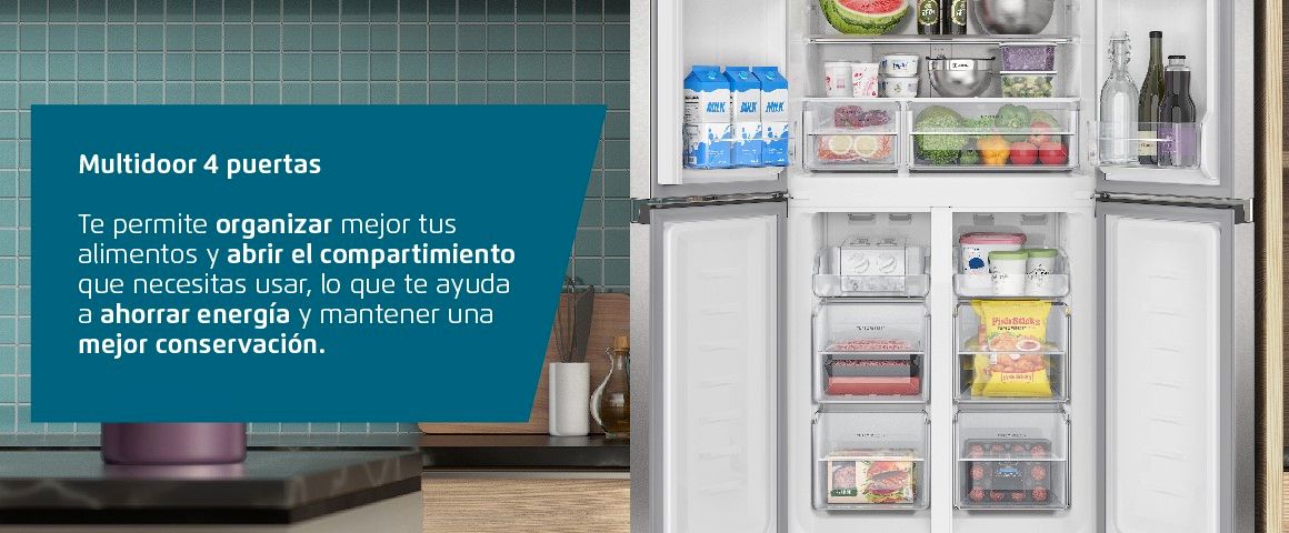 Multidoor 4 puertas: Organiza tus alimentos y abre el compartimiento que necesitas ahorrando energía