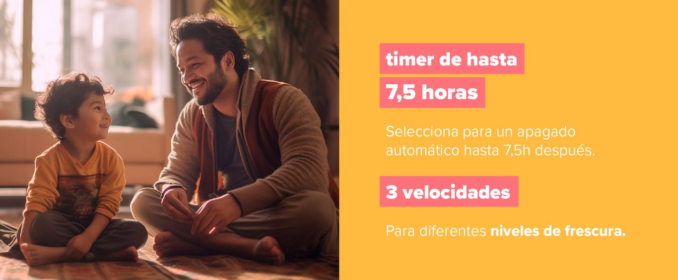 Timer de hasta 7,5 horas, 3 velocidades