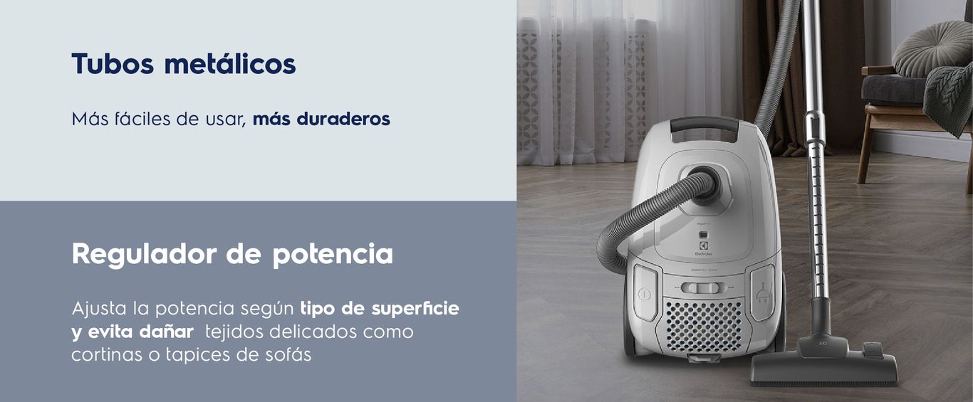 Tubos metálicos y regulador de potencia.
