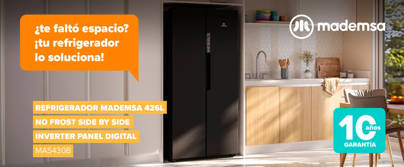 Refrigerador Mademsa 426L No Frost Side By Side Inverter Panel Digital MAS430B