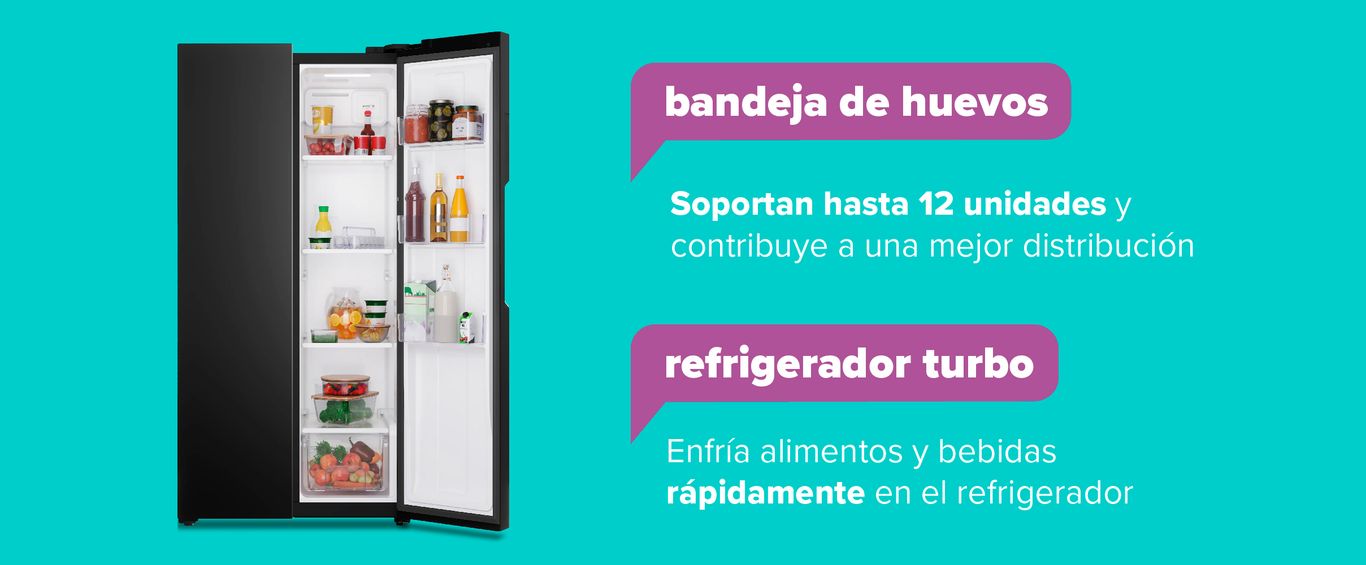 Bandeja de huevos 12 unidades. Refrigerador turbo que enfría alimentos y bebidas rápidamente.
