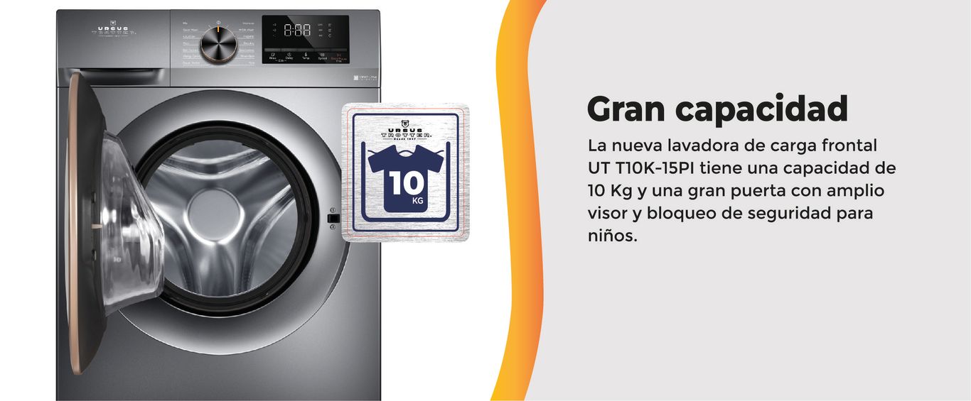 lavadora, frontal, ursus trotter, ursus, lavado, 10 kg, inverter