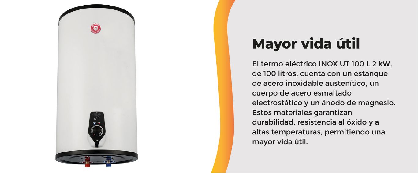 TERMO ELECTRICO, ACERO INOXIDABLE, URSUS TROTTER, 100 LITROS, MURO