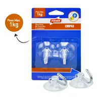 Chupa Adhesiva 40mm Gancho Metálico 1Kg 2Und Fixser