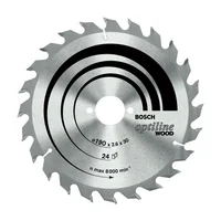 Hoja de Sierra Circular Bosch Optiline Wood ø184 Orificio de 5/8" 1.5 mm Espesor 24 Dientes