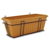 Jardinera Plástica Rectangular Con Soporte 35x16x12cm Terracota