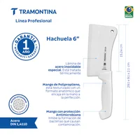 Hachuela Despellejadora Profesional Blanco con Lámina de Acero Inoxidable con Mango en Plástico con Protección Antimicrobiana 15cm Tramontina