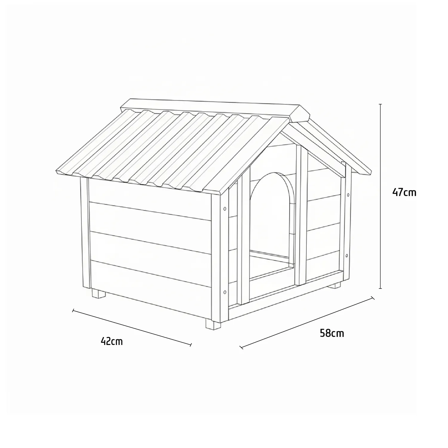 Casa Para Perros Madera 42x58xx47cm Pequeña Natural 5