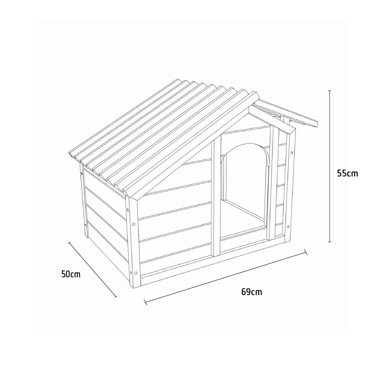 Casa Para Perros Madera 69x50x55cm Mediano Natural 5