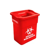 Caneca Plástica 20L Rojo Para Riesgo Biológico Con Tapa Orificio
