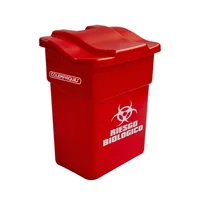 Caneca Plástica 20L Rojo Riesgo Biológico  Con Tapa