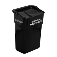 Caneca Plástica 35L Negro Para Ordinarios Con Tapa Vaiven