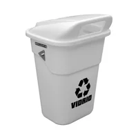 Caneca Plástica 100L Blanco Para Vidrio Con Tapa Vaiven