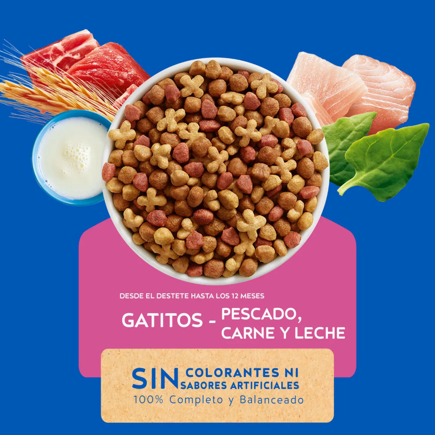 Comida Seca Para Gatitos Pescado Carne Y Leche Cat Chow 1.5kg 5