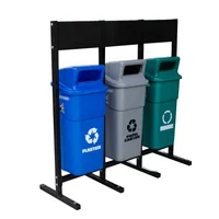Punto Ecológico 3 Puestos 50L Azul Gris Verde