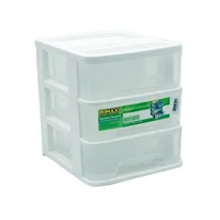 Cajonero Plastico 3 Gavetas 21X24.5X25.5 cm Blanco/Transparente Rimax