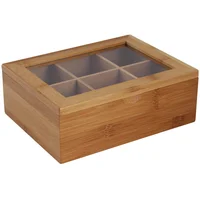 Caja Multiusos Con Tapa Y Divisiones En Bambu De 21X16X 7.5 Cm
