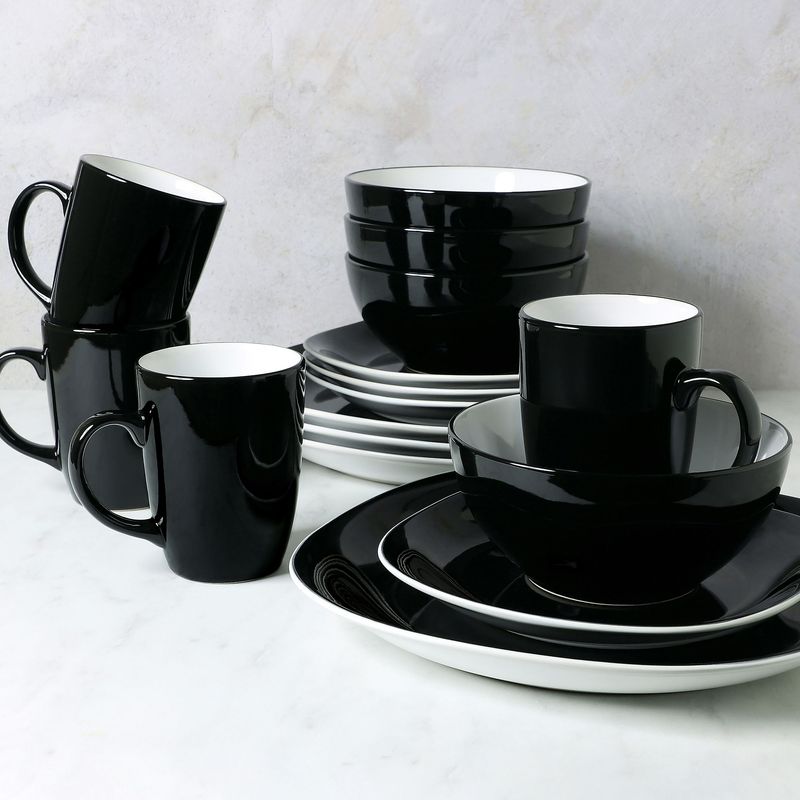 Vajilla Puestos 16 Piezas Quadro Duo Negra THOMSON POTTERY