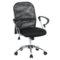 Silla de Escritorio Malla Gerente Ejecutiva Giratoria Negra con Base Cromada Just Home Collection