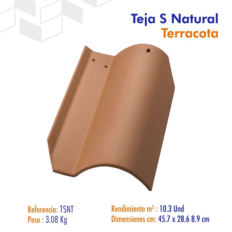 Teja Barro S Bogota 45.7x28.6cm 3.04Kg 10.3 U/m2 Util SANTA FE ...