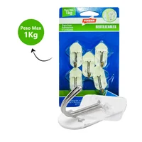 Gancho Adhesivo Transparente x 5 Rombos Reutilizable P.M.1Kg Fixser