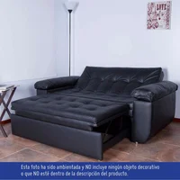 Sofá cama Herraje Aleman Brazos Ecocuero Negro